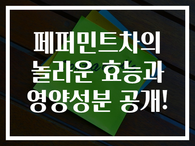 페퍼민트차의 놀라운 효능과 영양성분 공개!