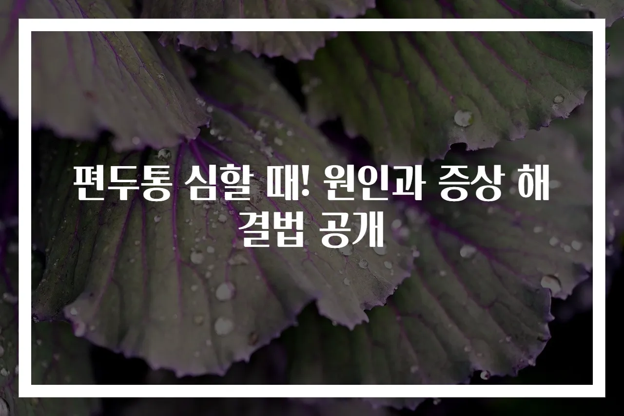 편두통 심할 때! 원인과 증상 해결법 공개