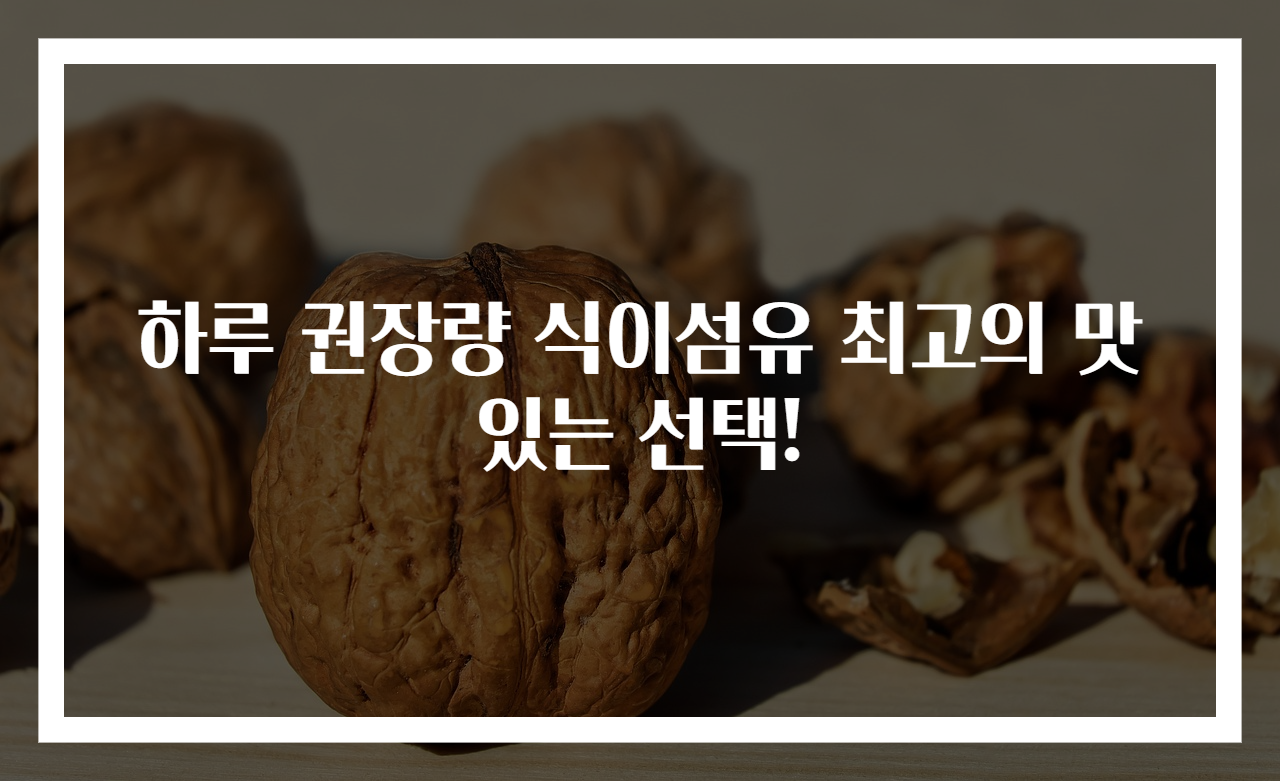 하루 권장량 식이섬유 최고의 맛있는 선택!