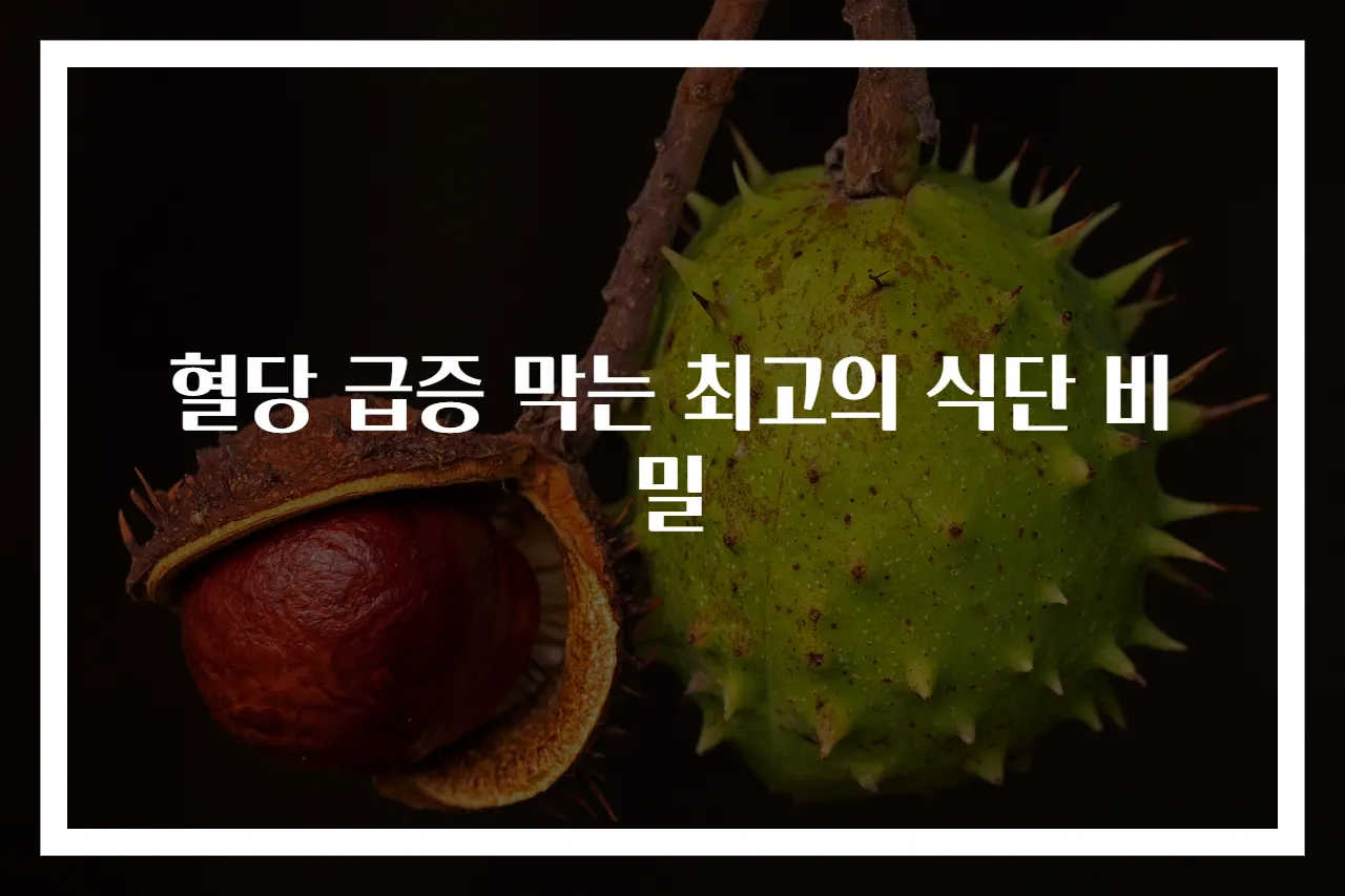 혈당 급증 막는 최고의 식단 비밀