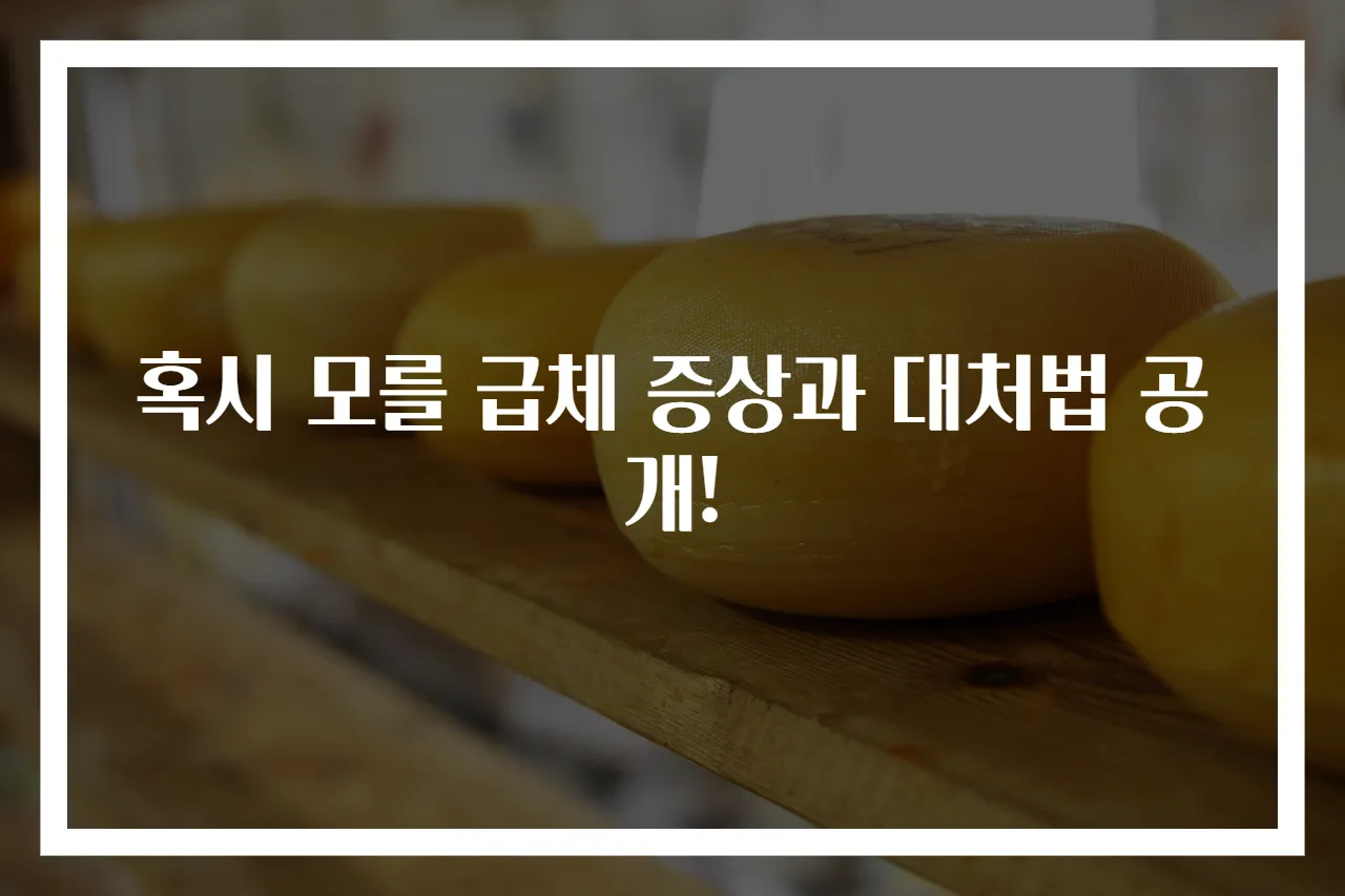 혹시 모를 급체 증상과 대처법 공개!