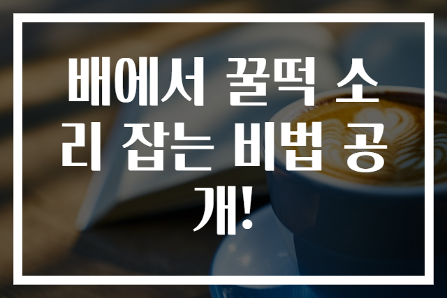 배에서 꿀떡 소리 잡는 비법 공개!
