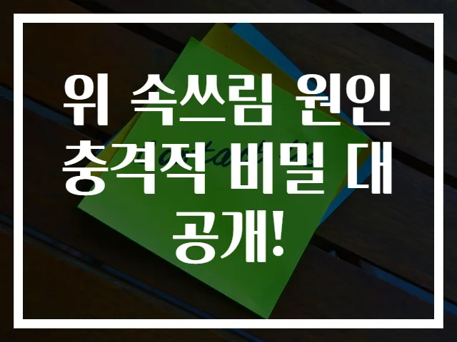 위 속쓰림 원인 충격적 비밀 대공개!