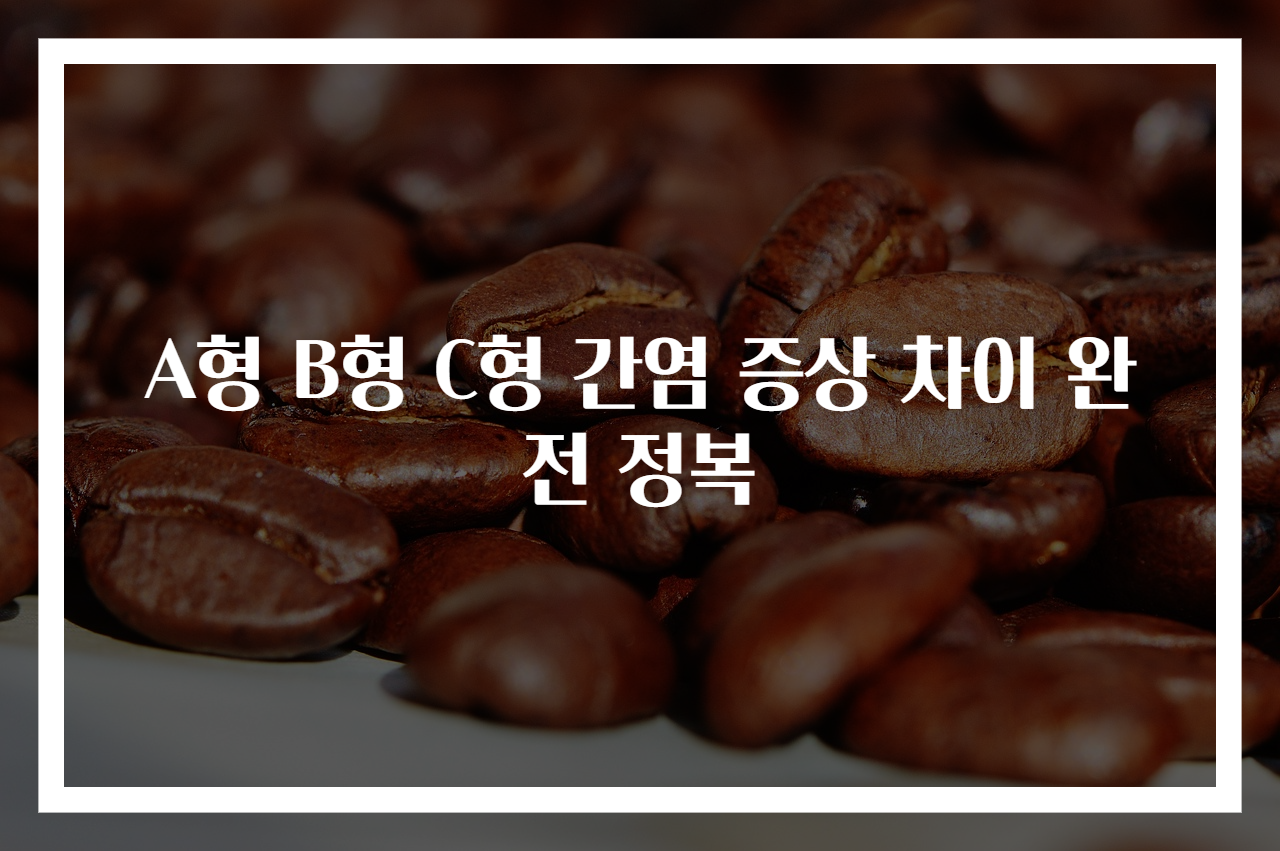 A형 B형 C형 간염 증상 차이 완전 정복