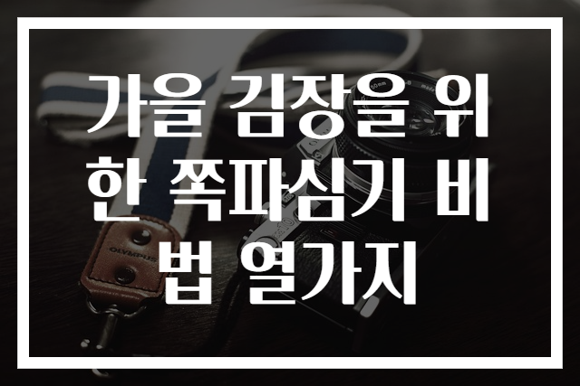 가을 김장을 위한 쪽파심기 비법 열가지