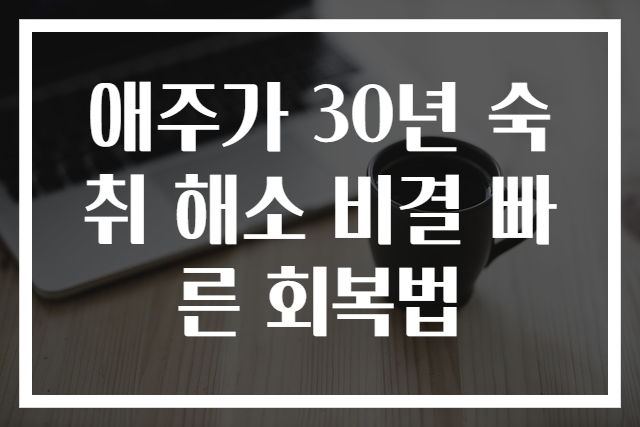 애주가 30년 숙취 해소 비결 빠른 회복법