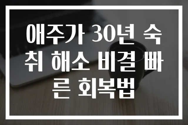 애주가 30년 숙취 해소 비결 빠른 회복법