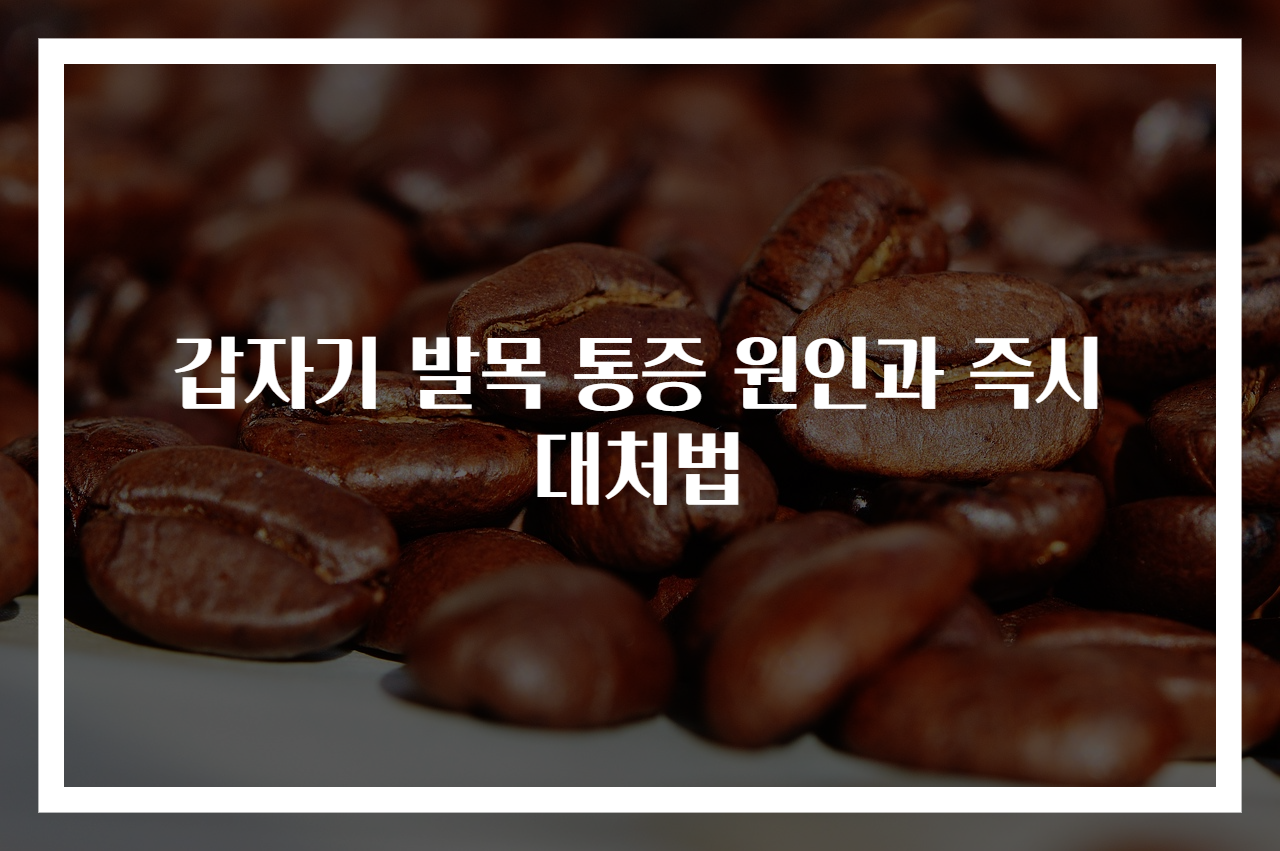 갑자기 발목 통증 원인과 즉시 대처법