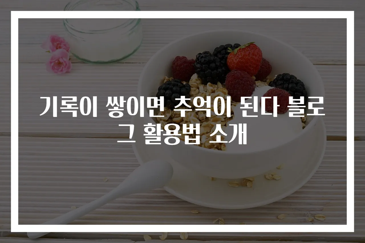기록이 쌓이면 추억이 된다 블로그 활용법 소개