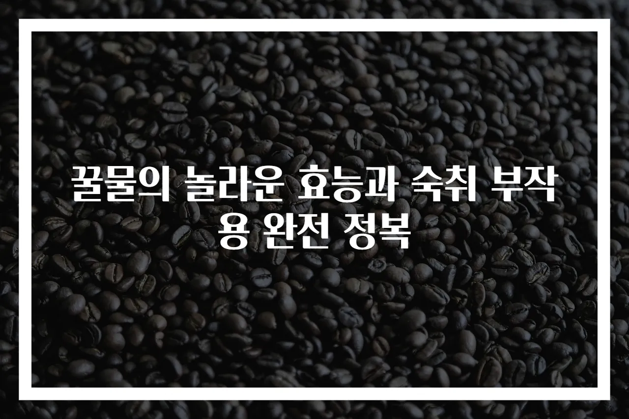 꿀물의 놀라운 효능과 숙취 부작용 완전 정복