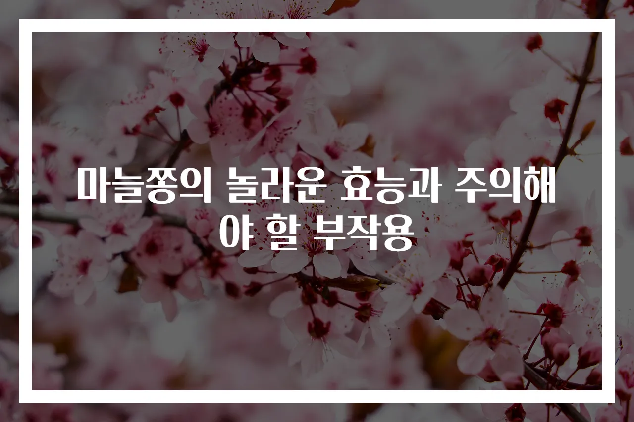 마늘쫑의 놀라운 효능과 주의해야 할 부작용
