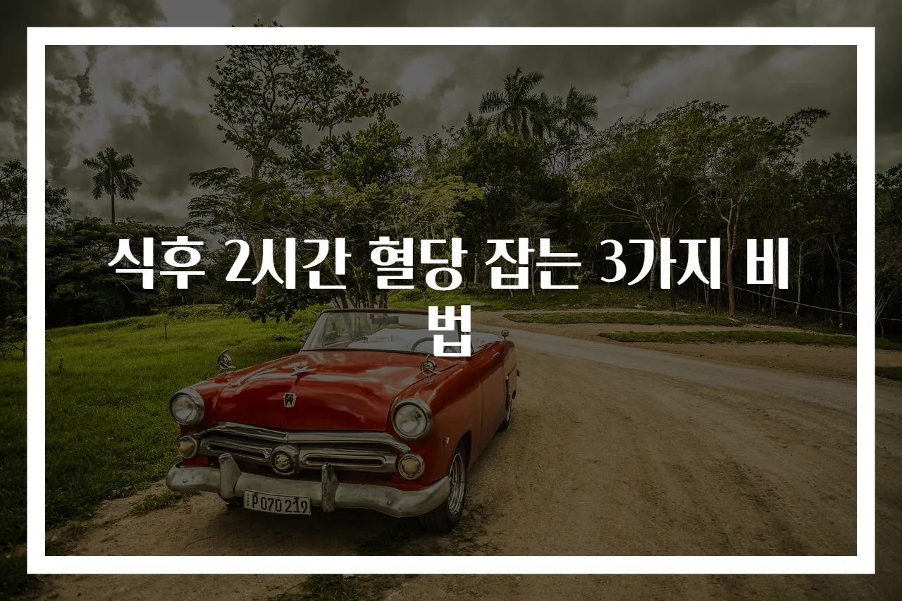 식후 2시간 혈당 잡는 3가지 비법