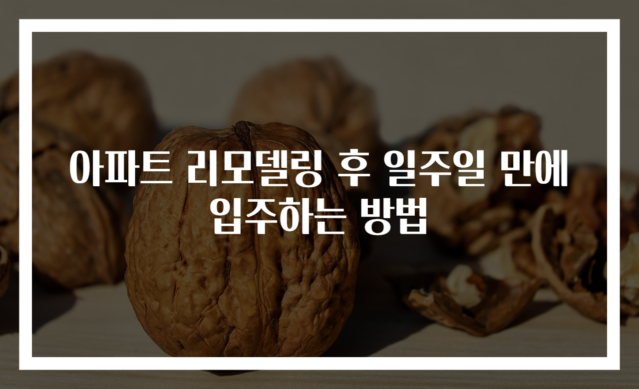 아파트 리모델링 후 일주일 만에 입주하는 방법