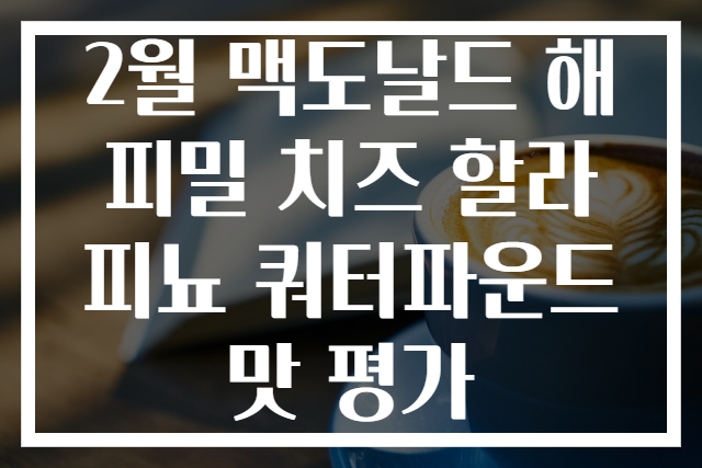 2월 맥도날드 해피밀 치즈 할라피뇨 쿼터파운드 맛 평가