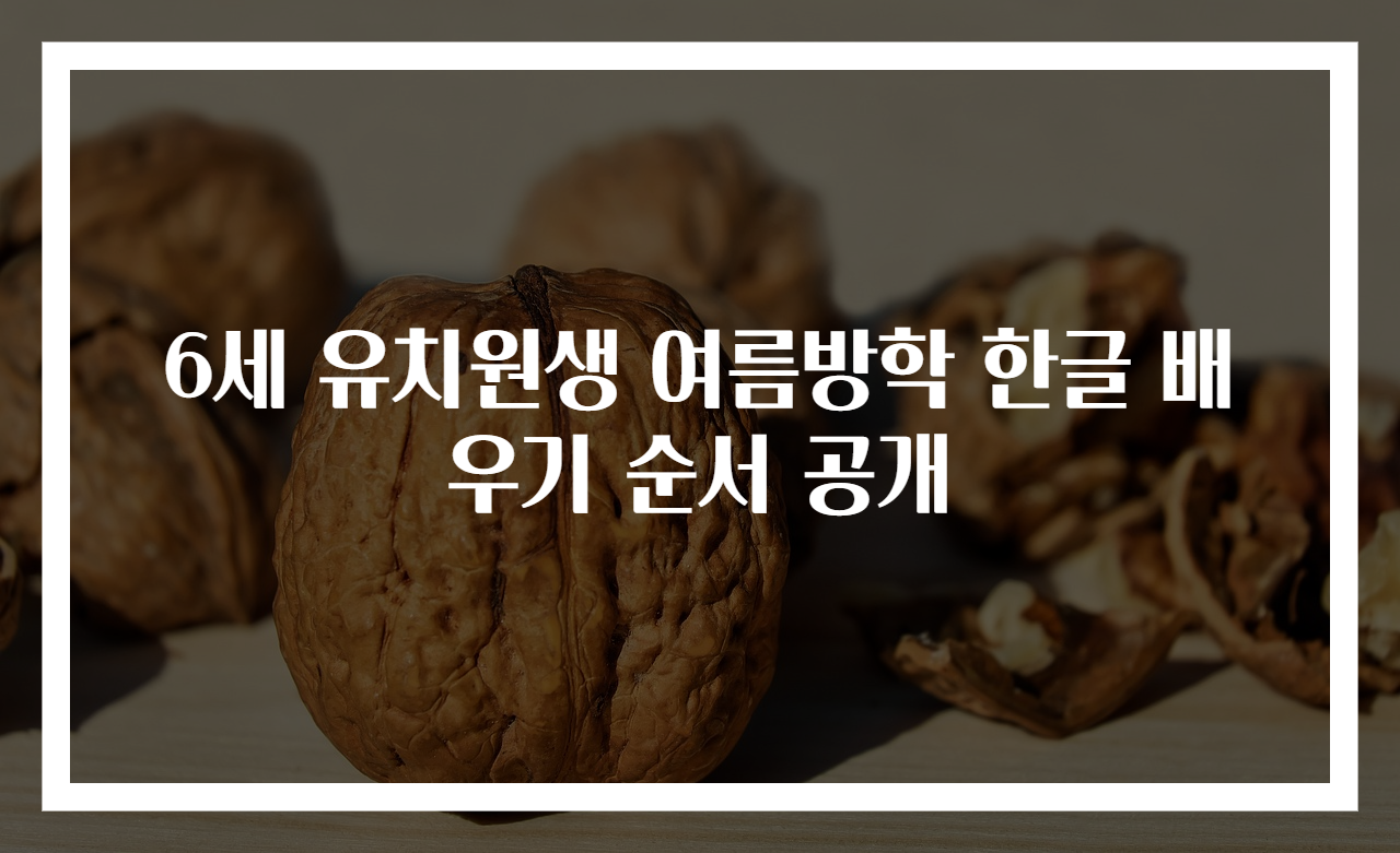 6세 유치원생 여름방학 한글 배우기 순서 공개