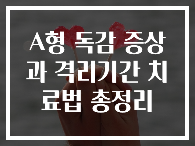 A형 독감 증상과 격리기간 치료법 총정리