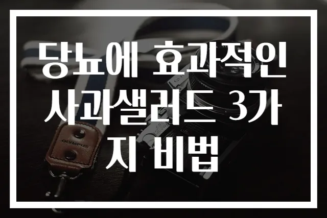 당뇨에 효과적인 사과샐러드 3가지 비법