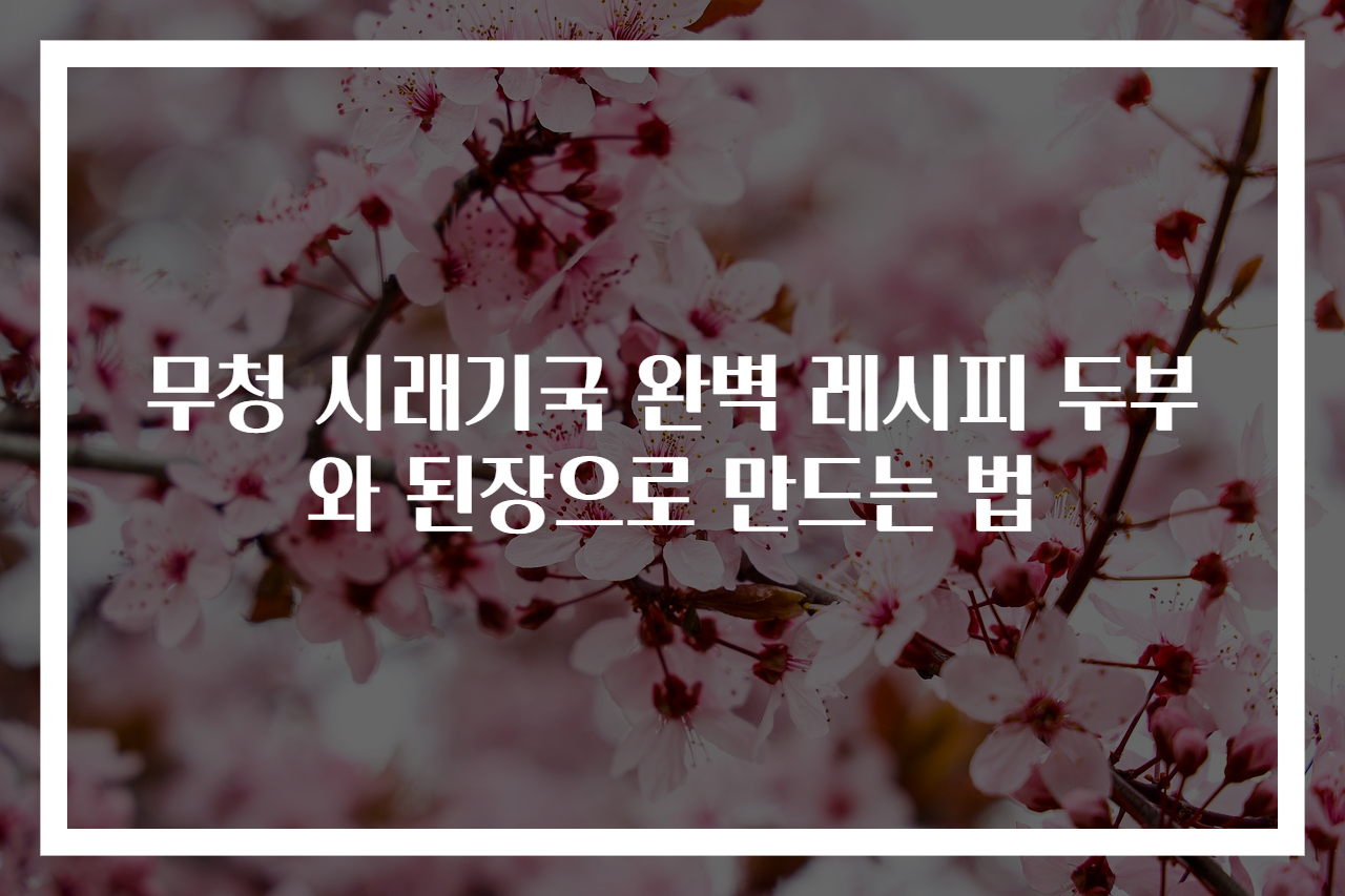 무청 시래기국 완벽 레시피 두부와 된장으로 만드는 법