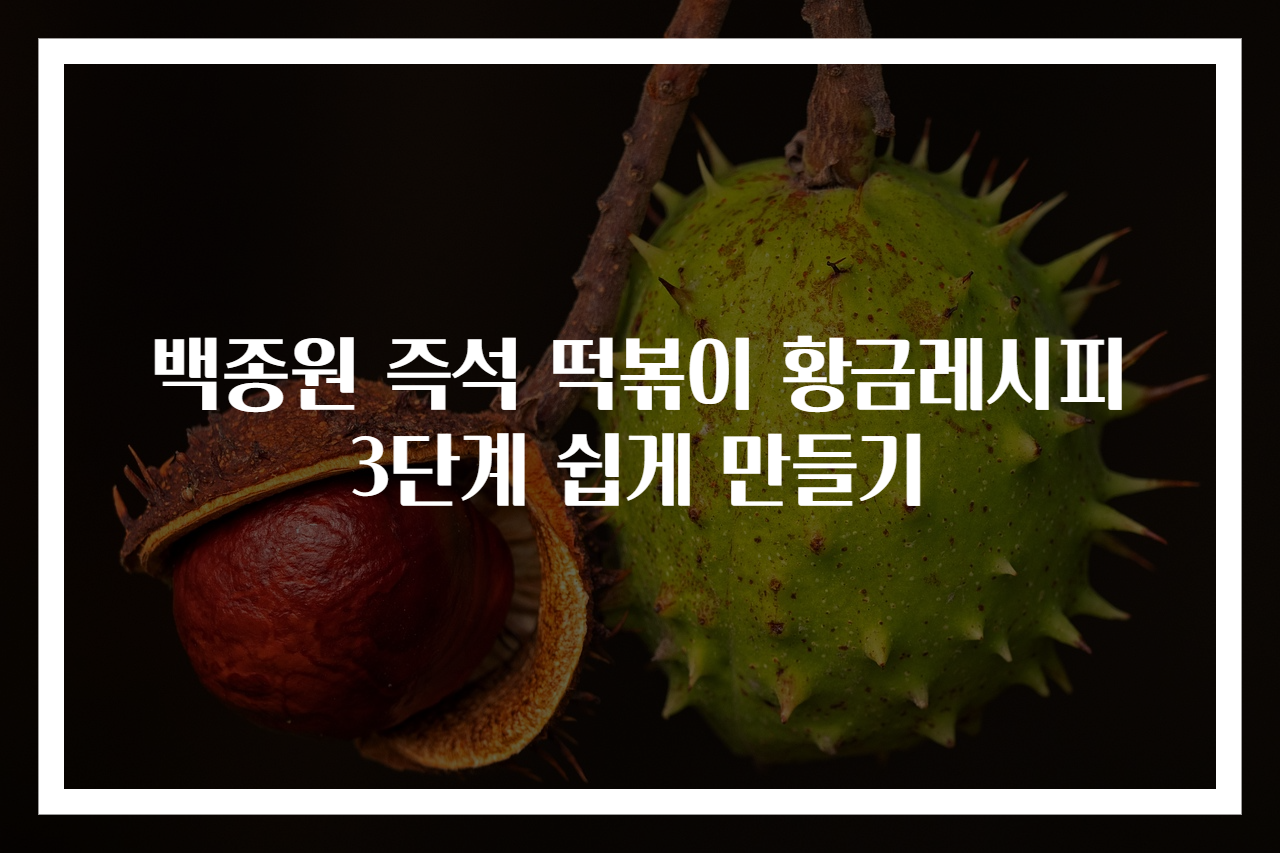 백종원 즉석 떡볶이 황금레시피 3단계 쉽게 만들기