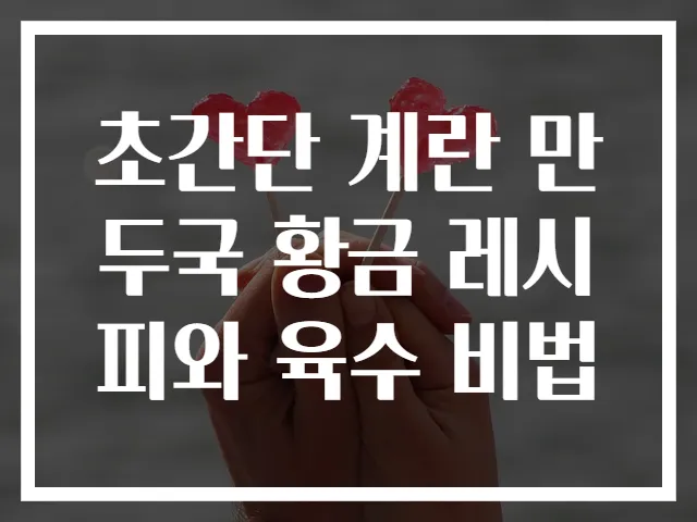 초간단 계란 만두국 황금 레시피와 육수 비법