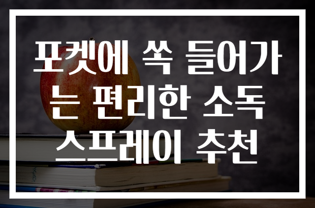 포켓에 쏙 들어가는 편리한 소독 스프레이 추천