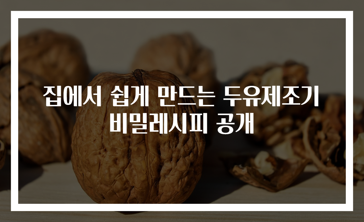 집에서 쉽게 만드는 두유제조기 비밀레시피 공개