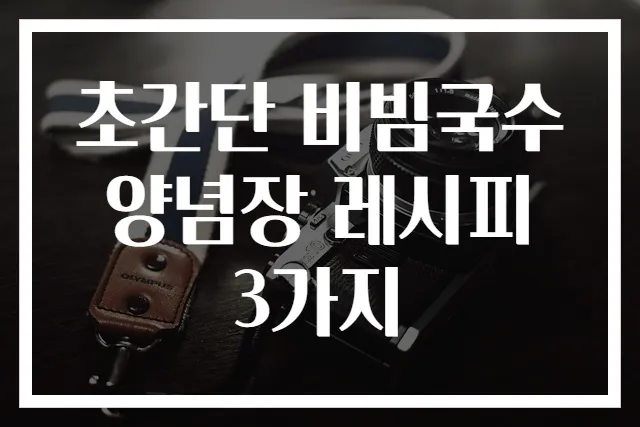 초간단 비빔국수 양념장 레시피 3가지